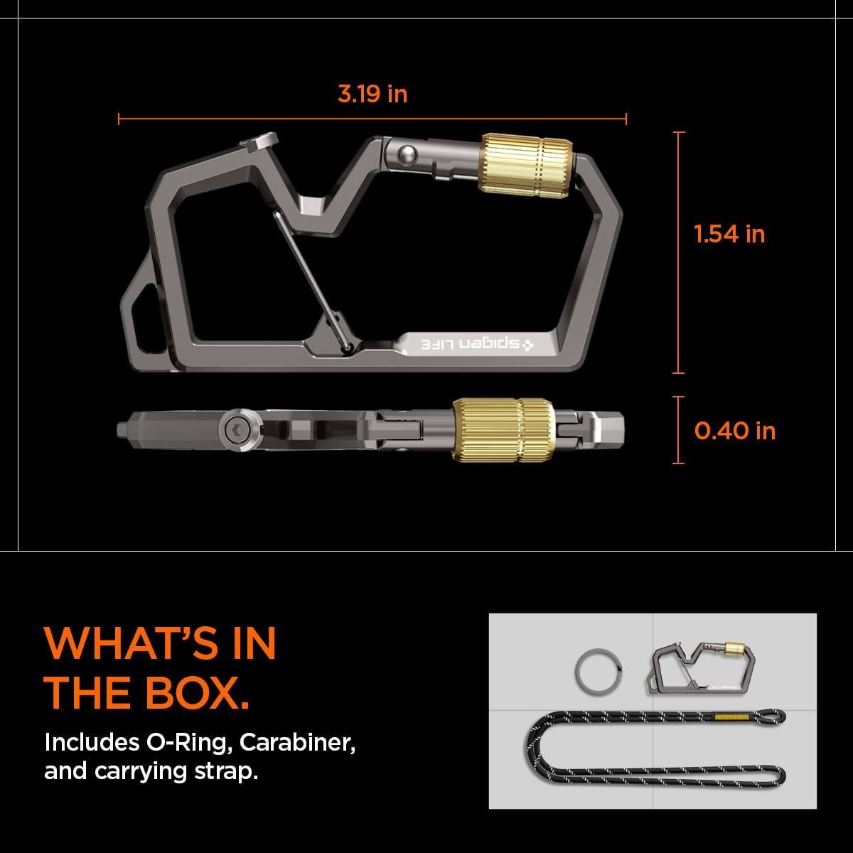 imageSpigen Life Carabiner Key Ring Clip Car Keychain Clip Bottle Opener Key Chain Ring for Men and WomenGunmetal