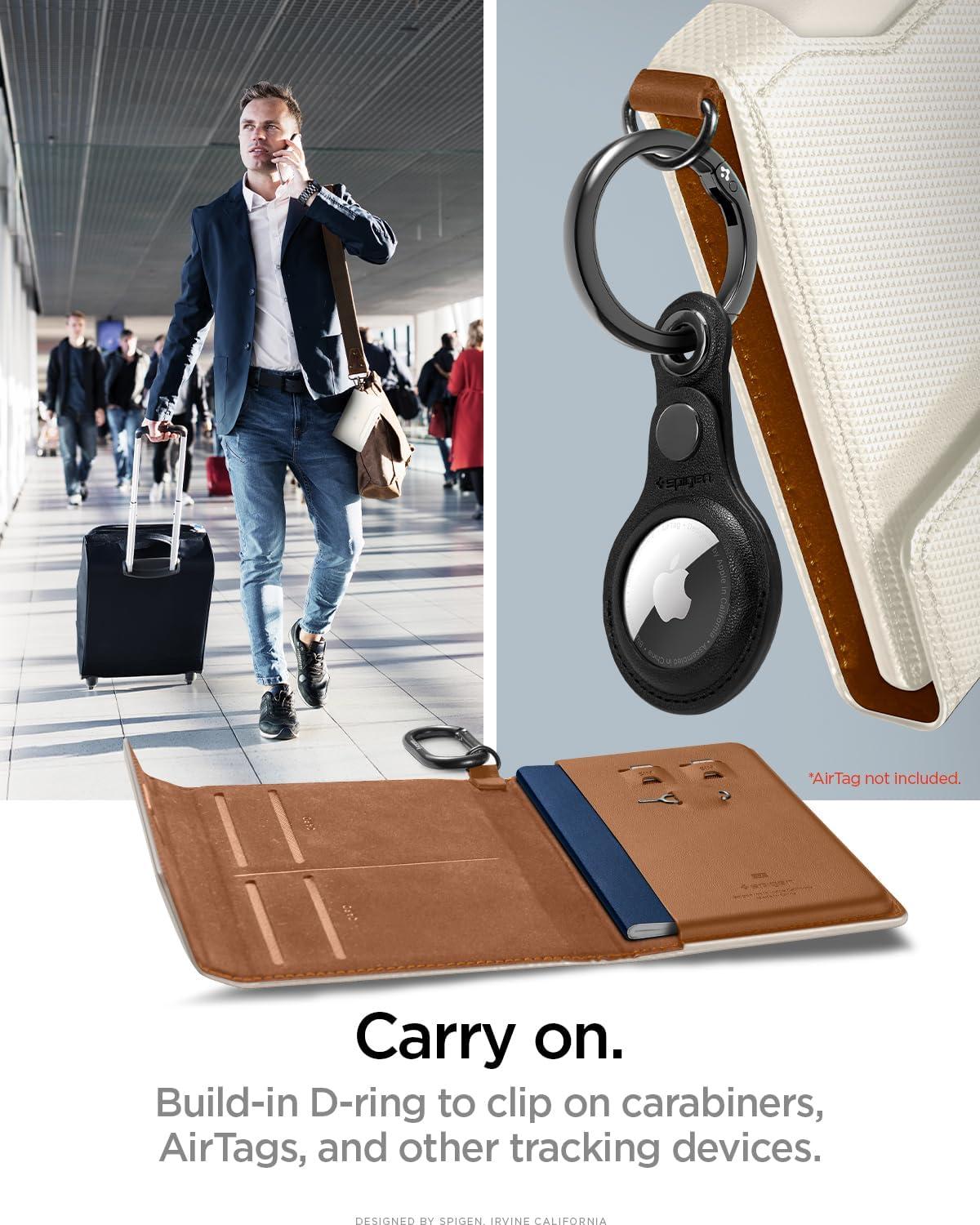 imageSpigen Life for Passport Card Cover Holder with RFID Blocking Technology Wallet Travel Documents Organizer Protector Accessories SIM Card Pin IncludedDune Beige