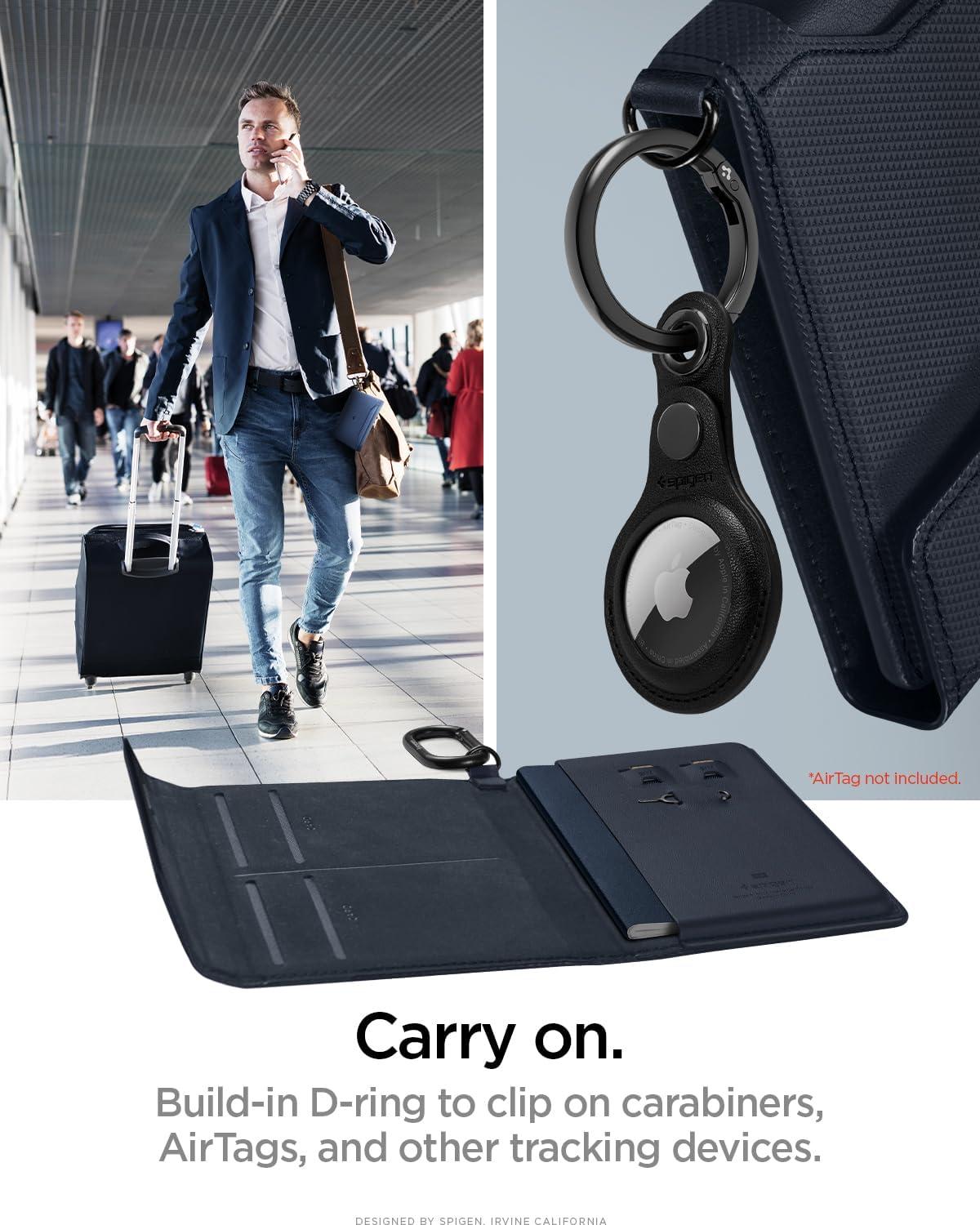 imageSpigen Life for Passport Card Cover Holder with RFID Blocking Technology Wallet Travel Documents Organizer Protector Accessories SIM Card Pin IncludedNavy Blue