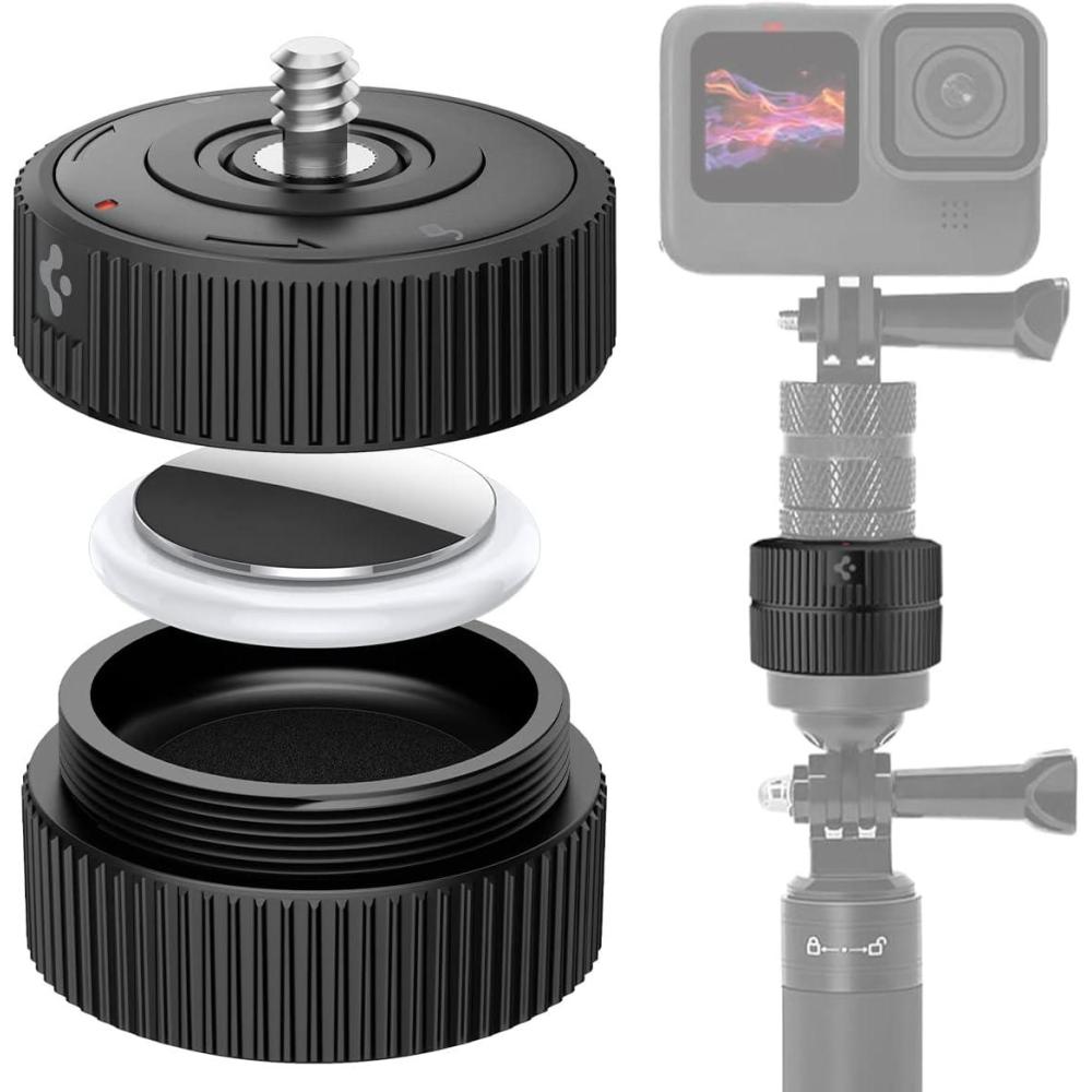 imageSpigen Camera Adapter Mount Designed for AirTag 2nd Gen 2026 amp 1st Gen Compatible with Nikon amp Canon DSLR GoPro amp Hero 8910111213 DJI Pocket 123 amp Action Cameras  BlackBlack