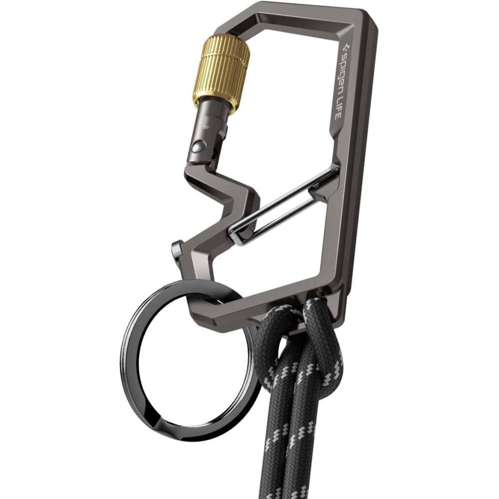 imageSpigen Life Carabiner Key Ring Clip Car Keychain Clip Bottle Opener Key Chain Ring for Men and WomenGunmetal