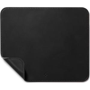 Spigen LD301 Mouse Pad 9.8″ x 8.2″ Desk Mat Nonslip Rubber Base Waterproof Desk Blotter Velo PU Leather Computer Mouse Pad – Black(Black)