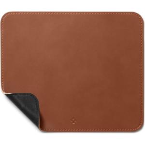 Spigen LD301 Mouse Pad 9.8″ x 8.2″ Desk Mat Nonslip Rubber Base Waterproof Desk Blotter Velo PU Leather Computer Mouse Pad – Black(Brown)