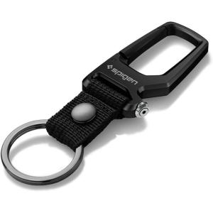 Spigen Life Carabiner Key Ring Clip, Car Keychain Clip, Bottle Opener Key Chain Ring for Men and Women(Black (1 Pack))