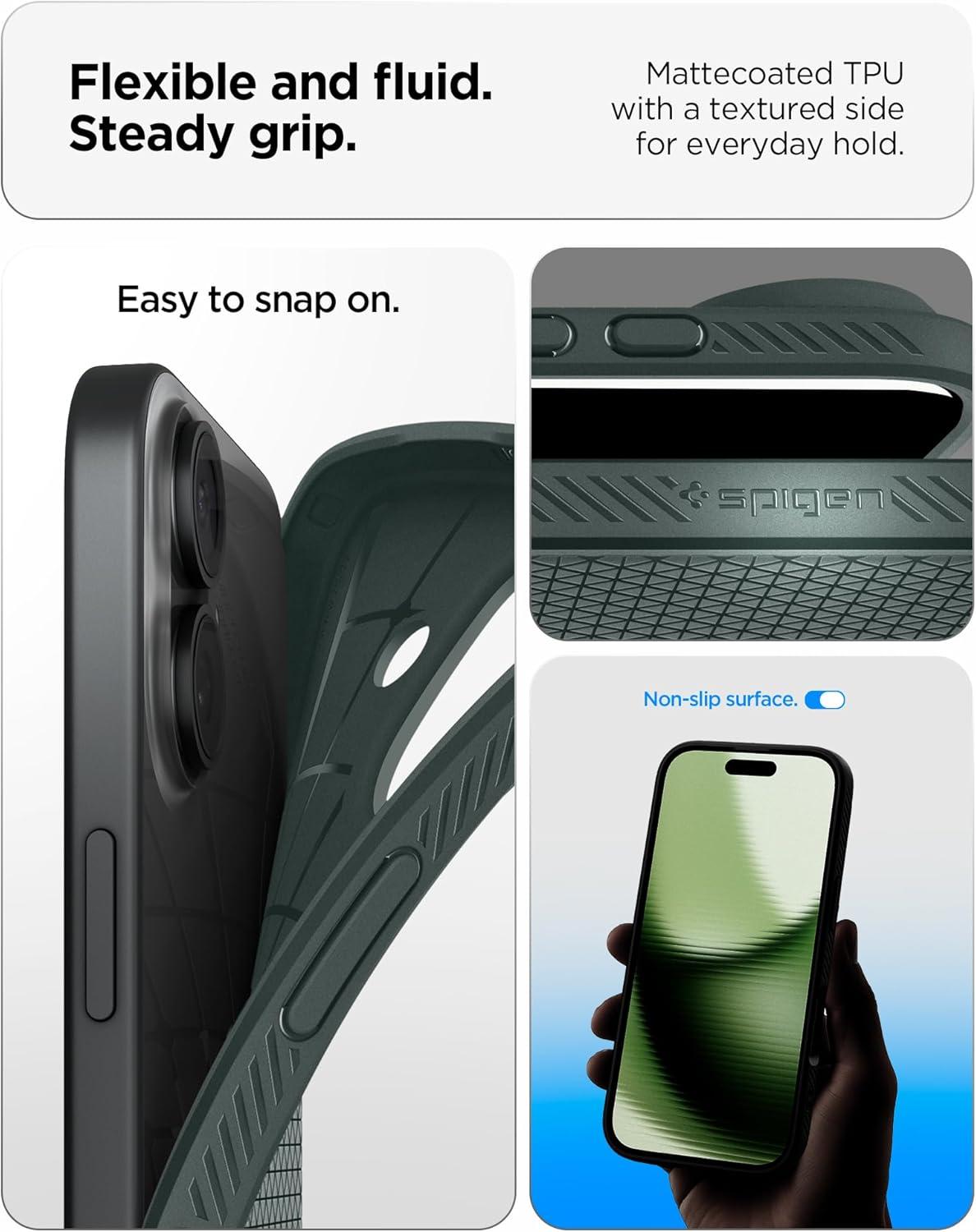 imageSpigen Liquid Air Designed for iPhone 14 Case 2022 MilitaryGrade Protection Matte BlackAbyss Green