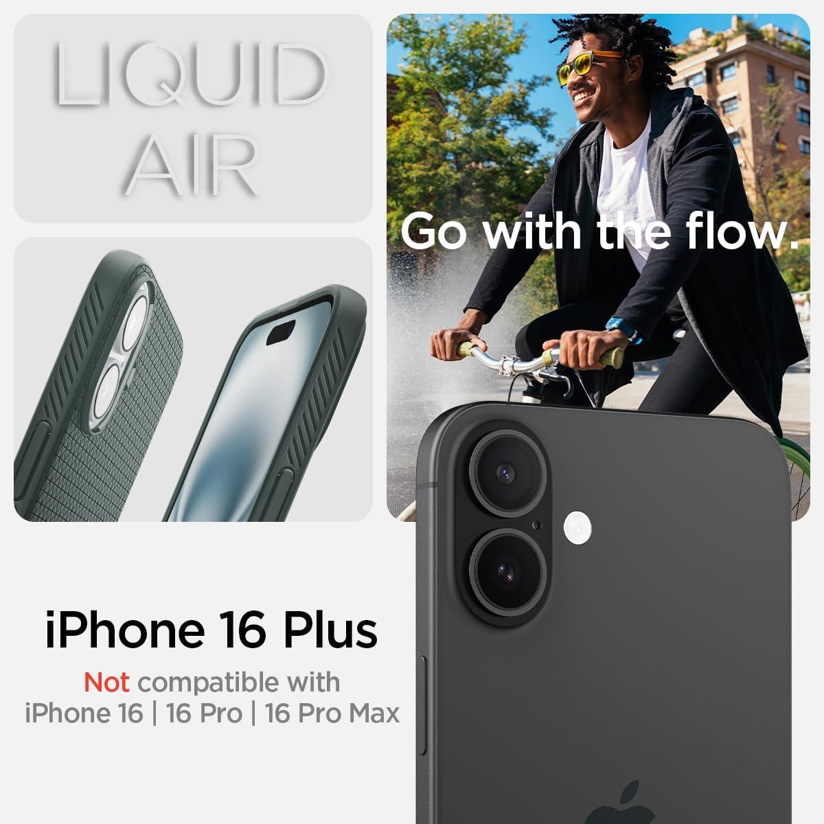 imageSpigen Liquid Air Designed for iPhone 14 Case 2022 MilitaryGrade Protection Matte BlackAbyss Green