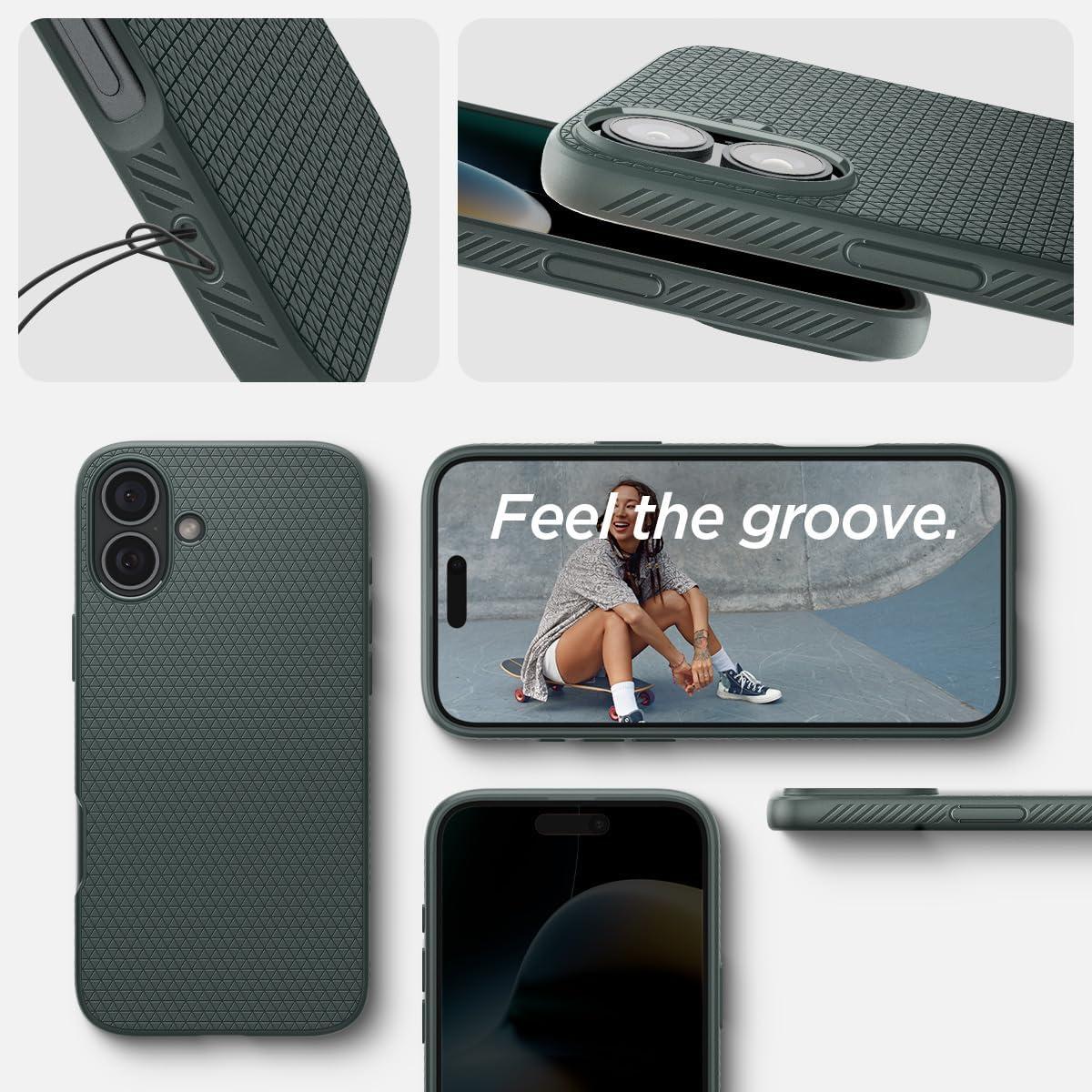 imageSpigen Liquid Air Designed for iPhone 14 Case 2022 MilitaryGrade Protection Matte BlackAbyss Green