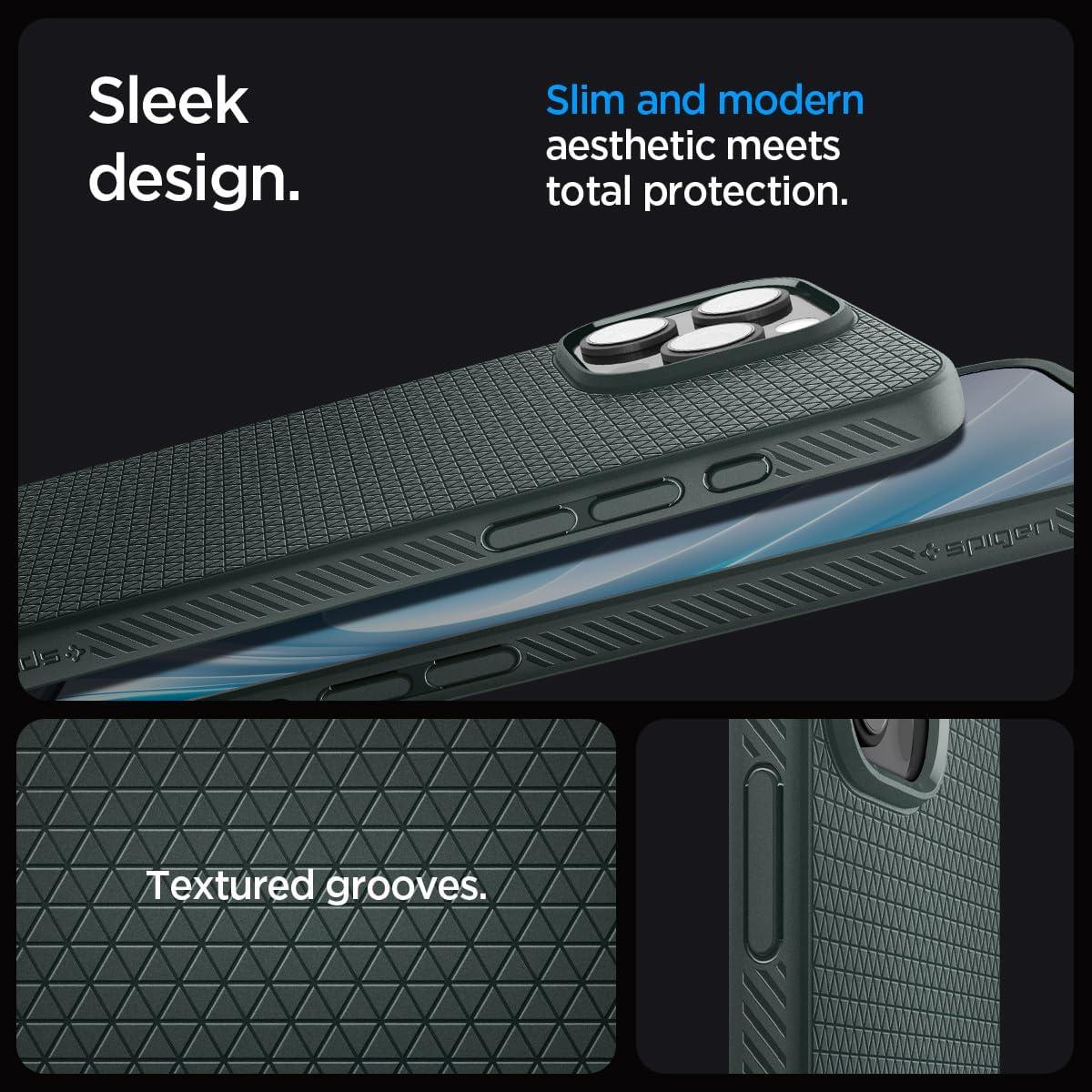imageSpigen Liquid Air Designed for iPhone 14 Case 2022 MilitaryGrade Protection Matte BlackAbyss Green