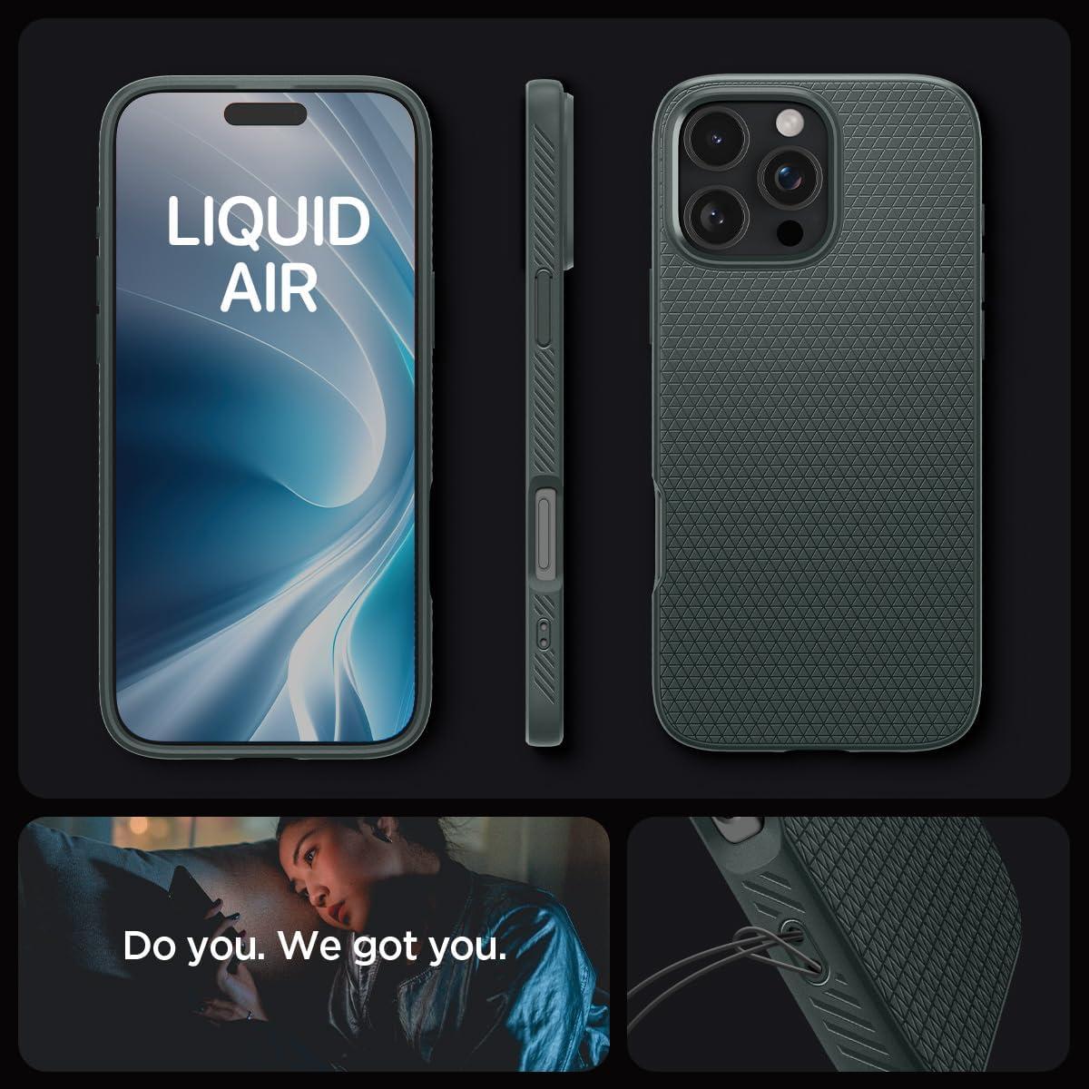 imageSpigen Liquid Air Designed for iPhone 14 Case 2022 MilitaryGrade Protection Matte BlackAbyss Green