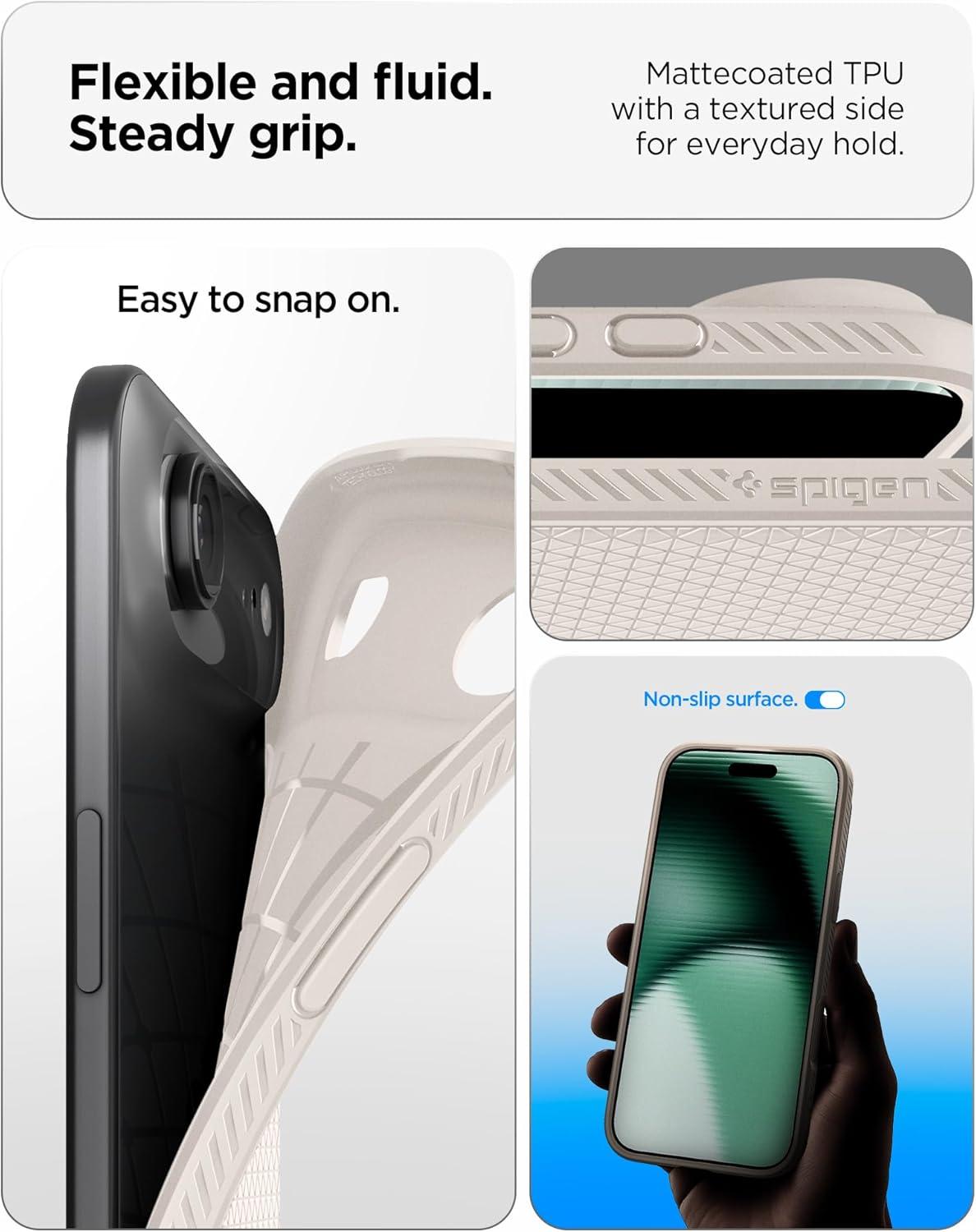 imageSpigen Liquid Air Designed for iPhone 14 Case 2022 MilitaryGrade Protection Matte BlackNatural Titanium