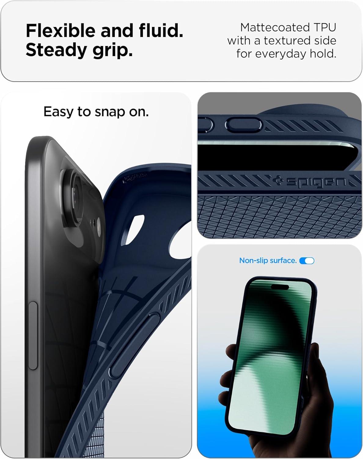 imageSpigen Liquid Air Designed for iPhone 14 Case 2022 MilitaryGrade Protection Matte BlackNavy Blue