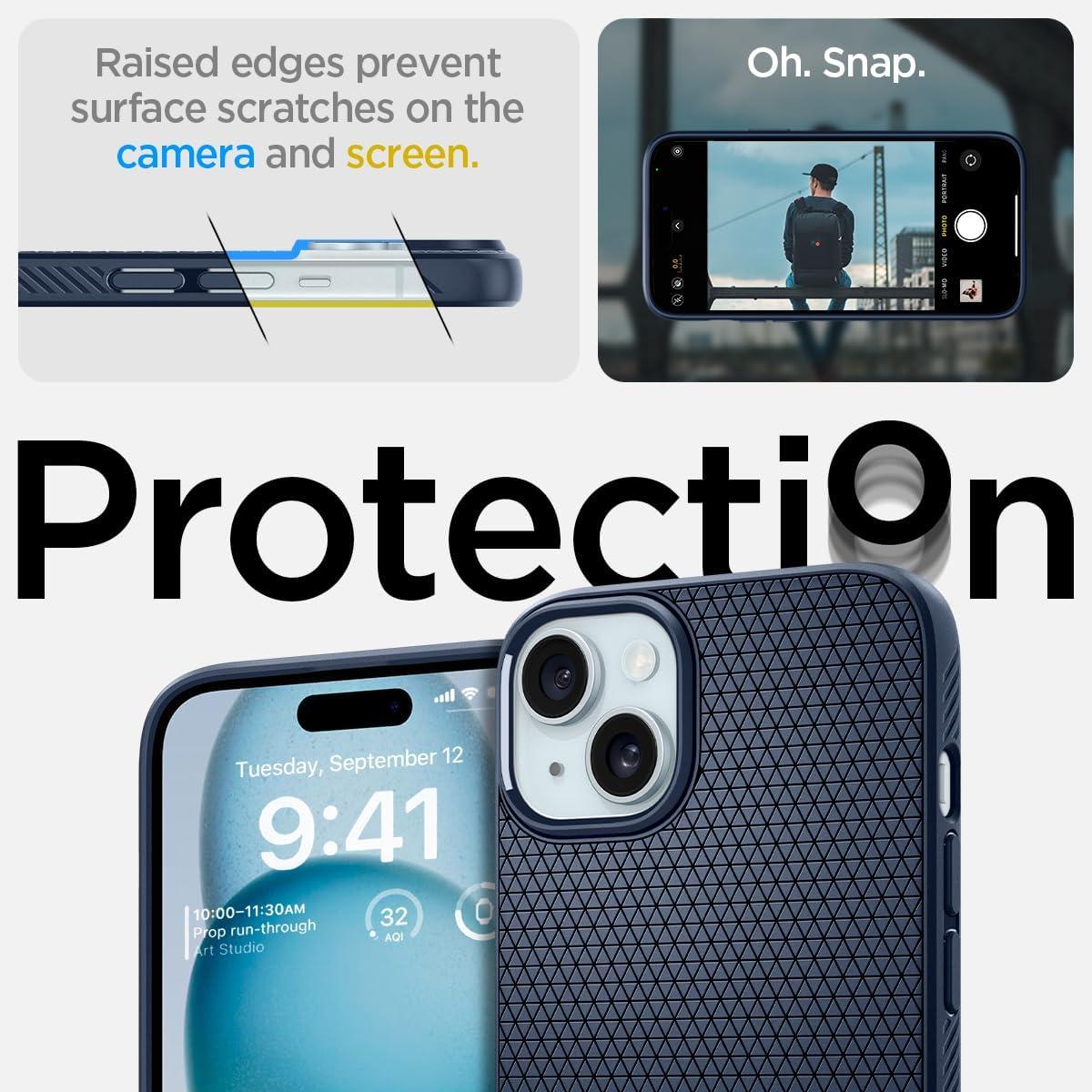imageSpigen Liquid Air Designed for iPhone 14 Case 2022 MilitaryGrade Protection Matte BlackNavy Blue
