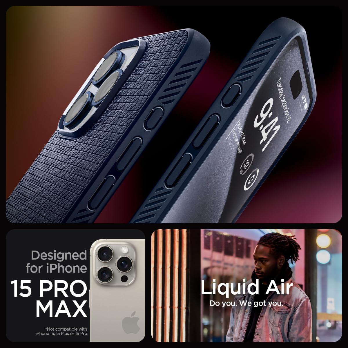 imageSpigen Liquid Air Designed for iPhone 14 Case 2022 MilitaryGrade Protection Matte BlackNavy Blue