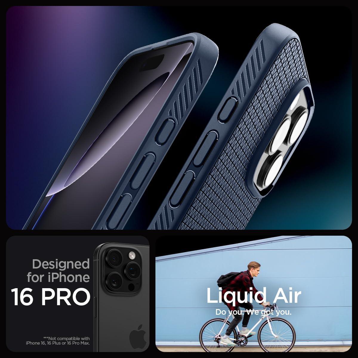 imageSpigen Liquid Air Designed for iPhone 14 Case 2022 MilitaryGrade Protection Matte BlackNavy Blue