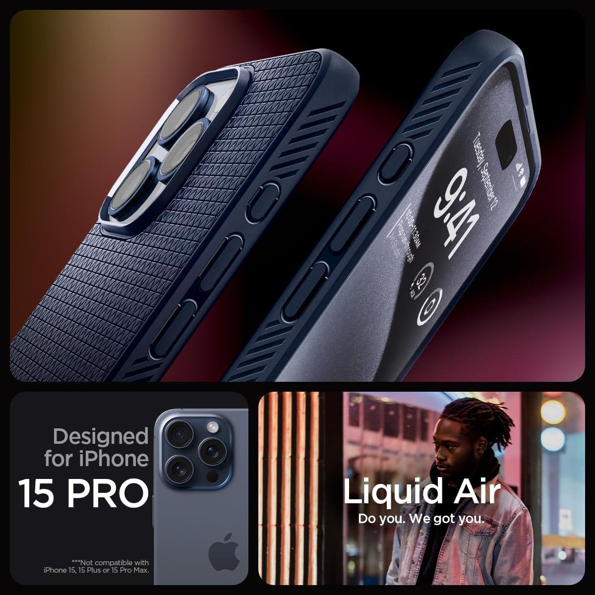 imageSpigen Liquid Air Designed for iPhone 14 Case 2022 MilitaryGrade Protection Matte BlackNavy Blue