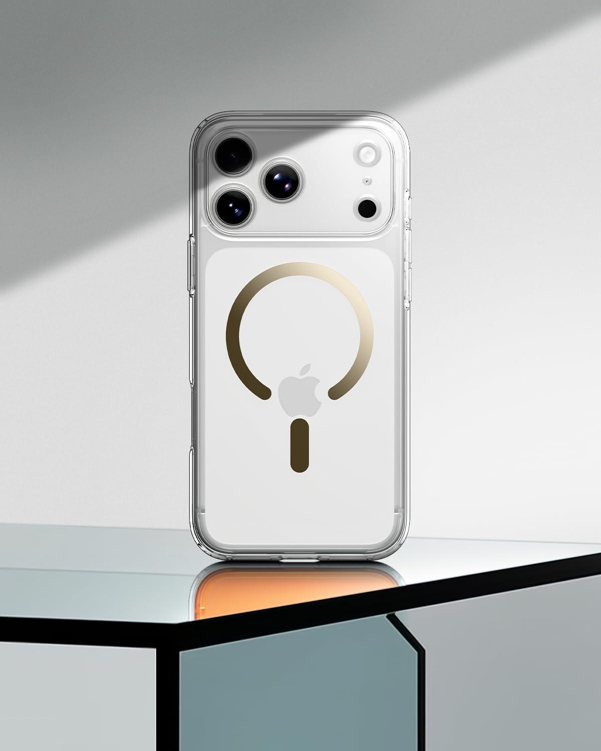 imageSpigen for iPhone 12 Pro Case amp for iPhone 12 Ultra Hybrid MagFit AntiYellowing Compatible with Magsafe ClearClear Gold