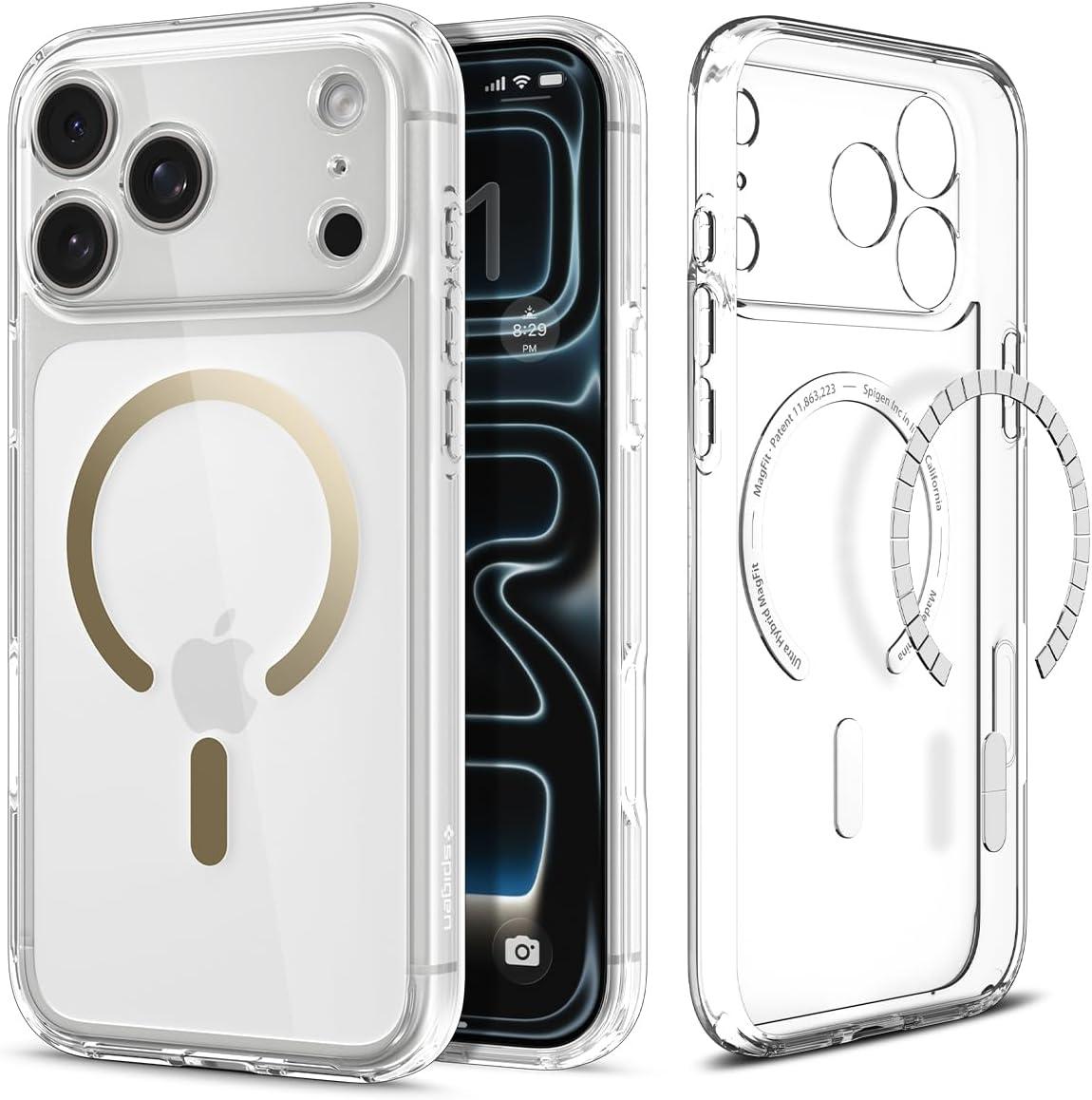 imageSpigen for iPhone 12 Pro Case amp for iPhone 12 Ultra Hybrid MagFit AntiYellowing Compatible with Magsafe ClearClear Gold