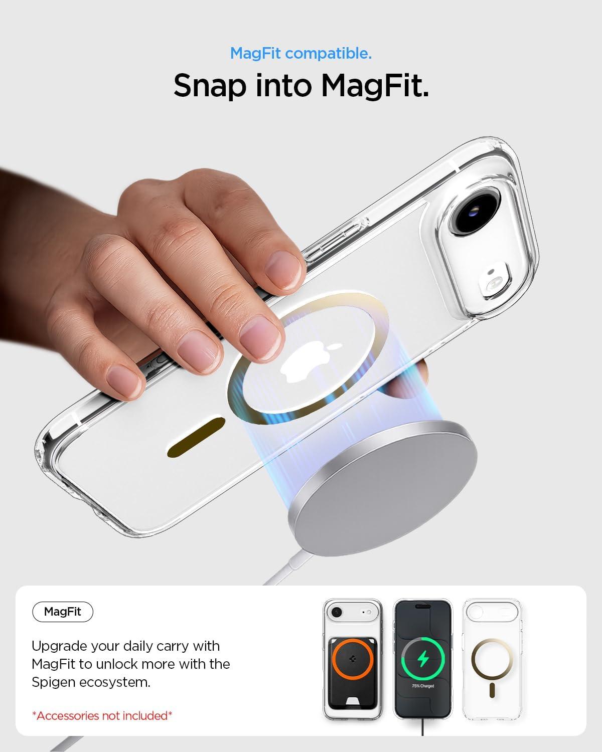 imageSpigen for iPhone 12 Pro Case amp for iPhone 12 Ultra Hybrid MagFit AntiYellowing Compatible with Magsafe ClearClear Gold
