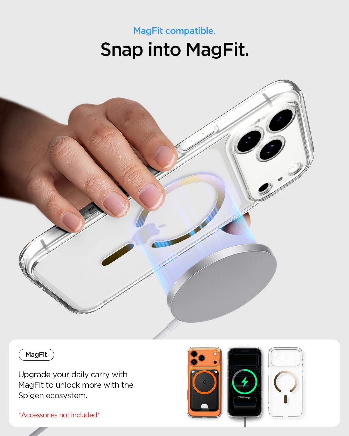 imageSpigen for iPhone 12 Pro Case amp for iPhone 12 Ultra Hybrid MagFit AntiYellowing Compatible with Magsafe ClearClear Gold