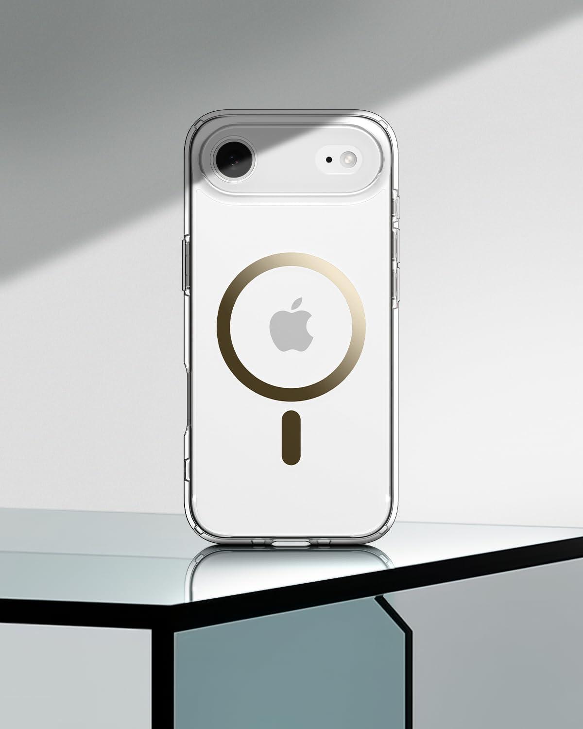 imageSpigen for iPhone 12 Pro Case amp for iPhone 12 Ultra Hybrid MagFit AntiYellowing Compatible with Magsafe ClearClear Gold