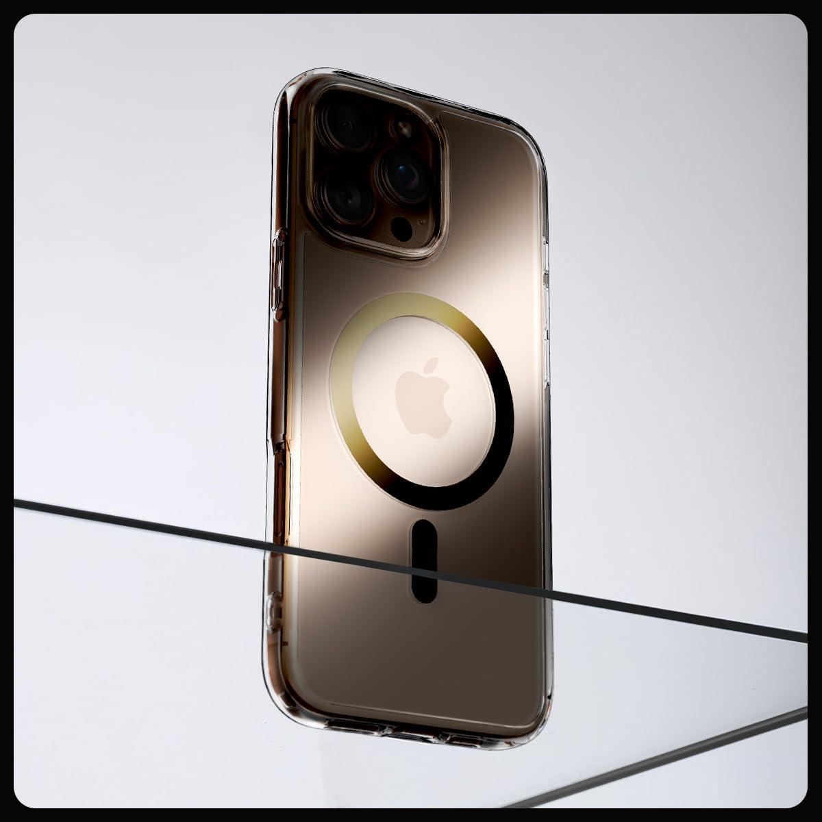 imageSpigen for iPhone 12 Pro Case amp for iPhone 12 Ultra Hybrid MagFit AntiYellowing Compatible with Magsafe ClearClear Gold