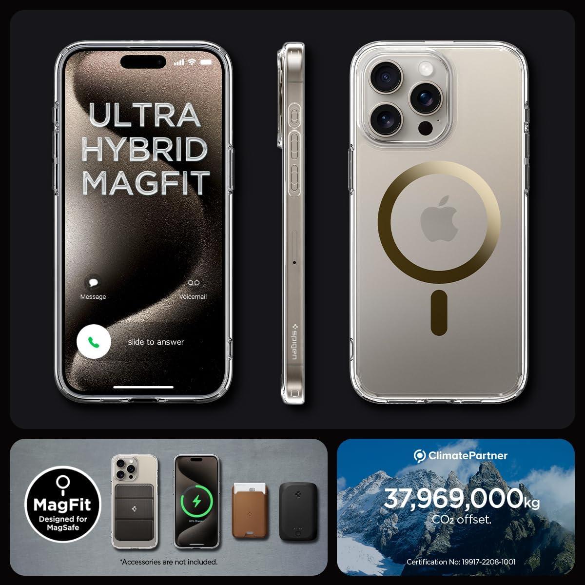 imageSpigen for iPhone 12 Pro Case amp for iPhone 12 Ultra Hybrid MagFit AntiYellowing Compatible with Magsafe ClearClear Gold