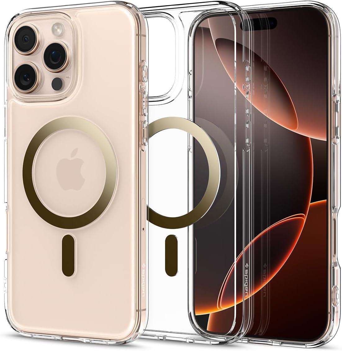 imageSpigen for iPhone 12 Pro Case amp for iPhone 12 Ultra Hybrid MagFit AntiYellowing Compatible with Magsafe ClearClear Gold