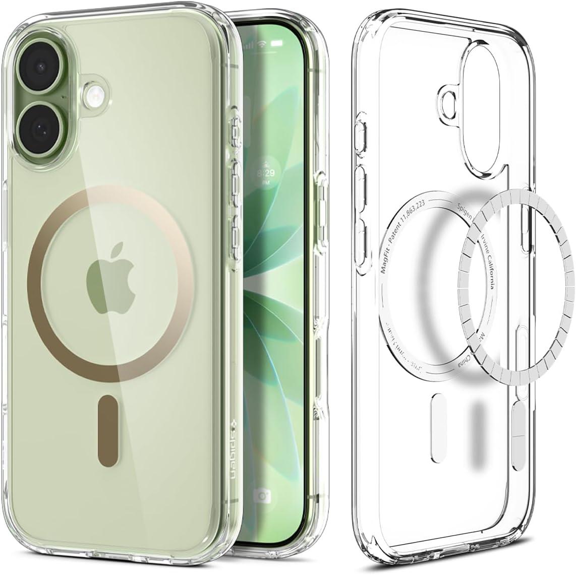 imageSpigen for iPhone 12 Pro Case amp for iPhone 12 Ultra Hybrid MagFit AntiYellowing Compatible with Magsafe ClearClear Gold