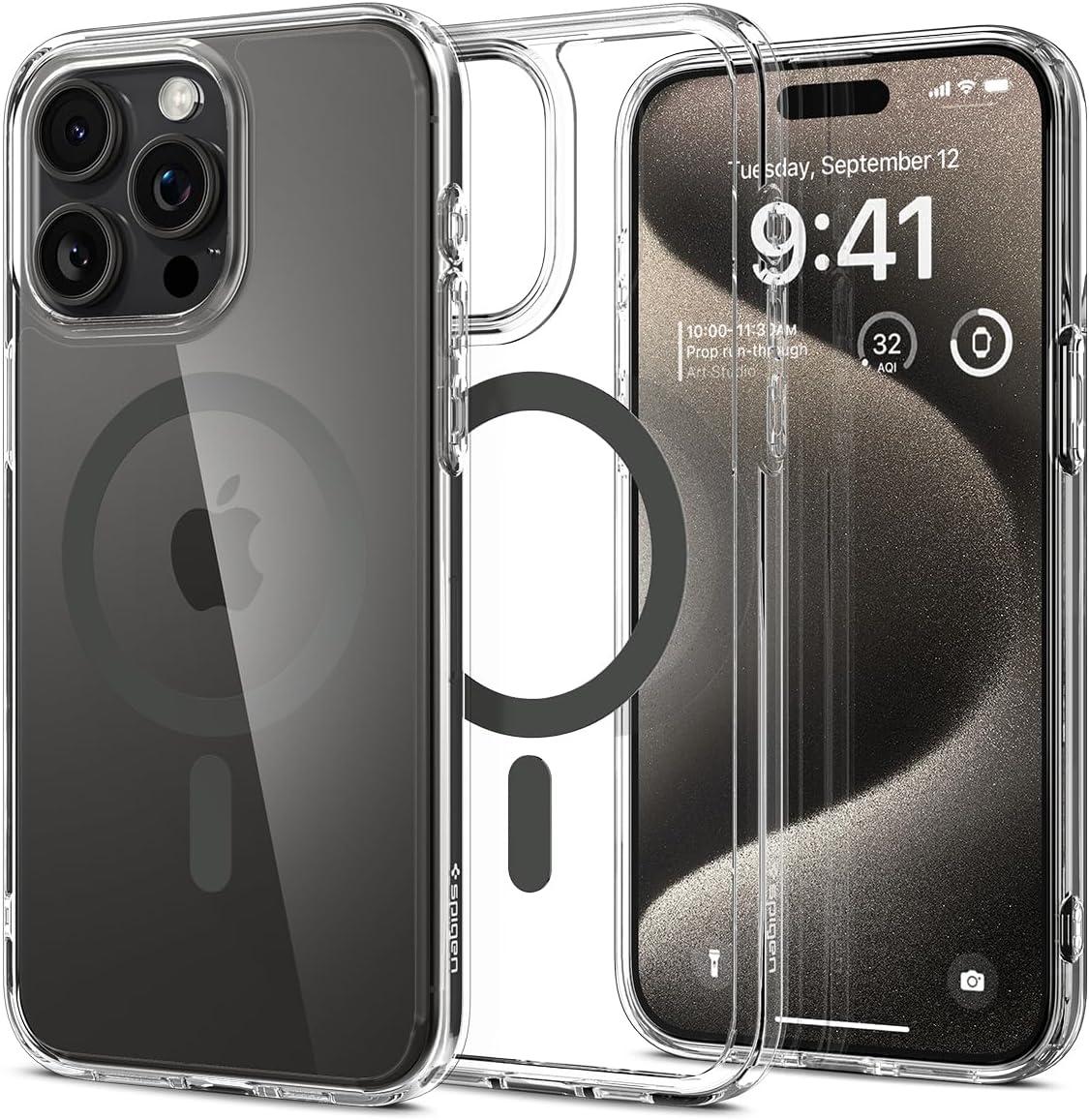 imageSpigen for iPhone 12 Pro Case amp for iPhone 12 Ultra Hybrid MagFit AntiYellowing Compatible with Magsafe ClearClear Graphite