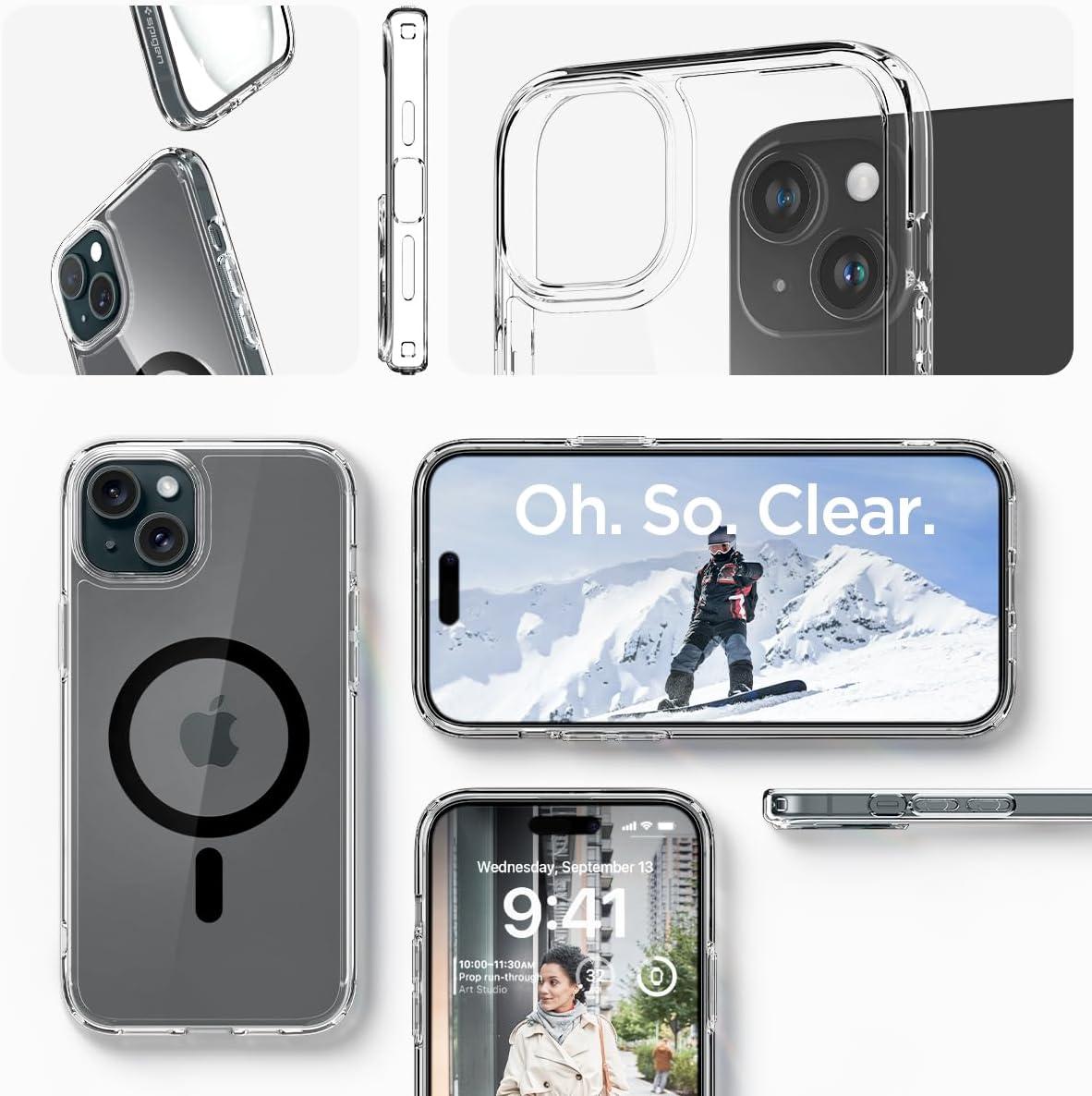 imageSpigen for iPhone 12 Pro Case amp for iPhone 12 Ultra Hybrid MagFit AntiYellowing Compatible with Magsafe ClearClear Graphite