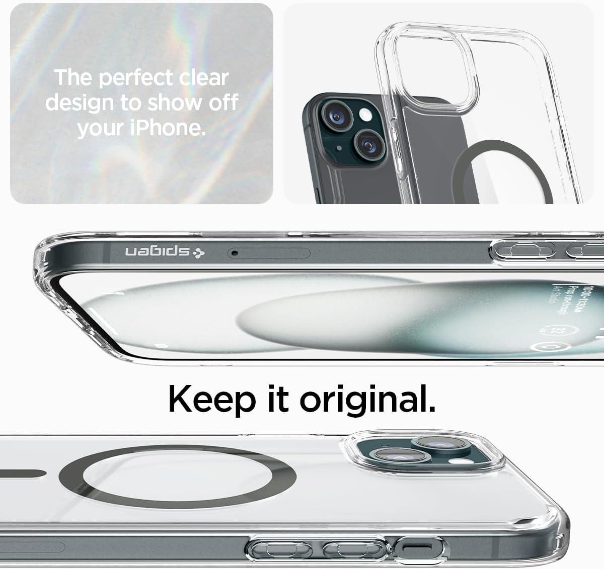 imageSpigen for iPhone 12 Pro Case amp for iPhone 12 Ultra Hybrid MagFit AntiYellowing Compatible with Magsafe ClearClear Graphite