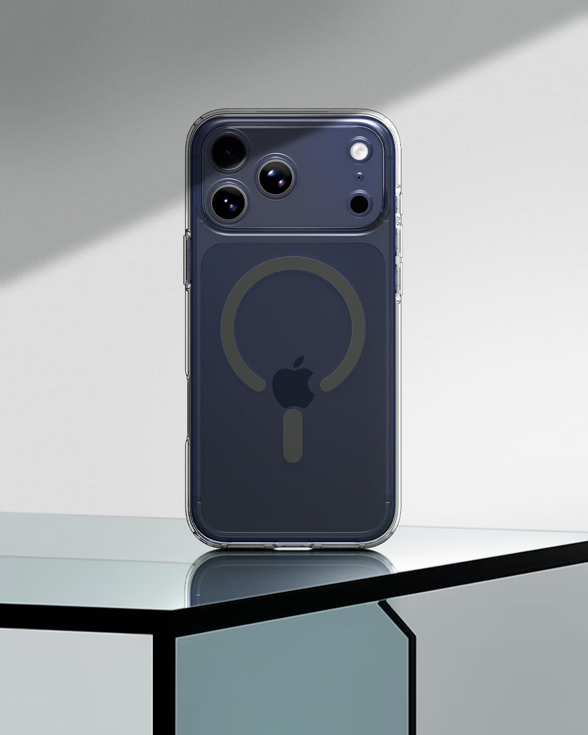 imageSpigen for iPhone 12 Pro Case amp for iPhone 12 Ultra Hybrid MagFit AntiYellowing Compatible with Magsafe ClearClear Graphite