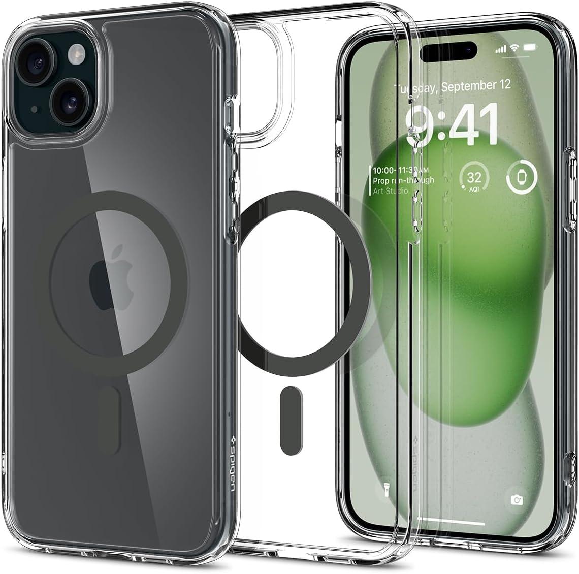 imageSpigen for iPhone 12 Pro Case amp for iPhone 12 Ultra Hybrid MagFit AntiYellowing Compatible with Magsafe ClearClear Graphite