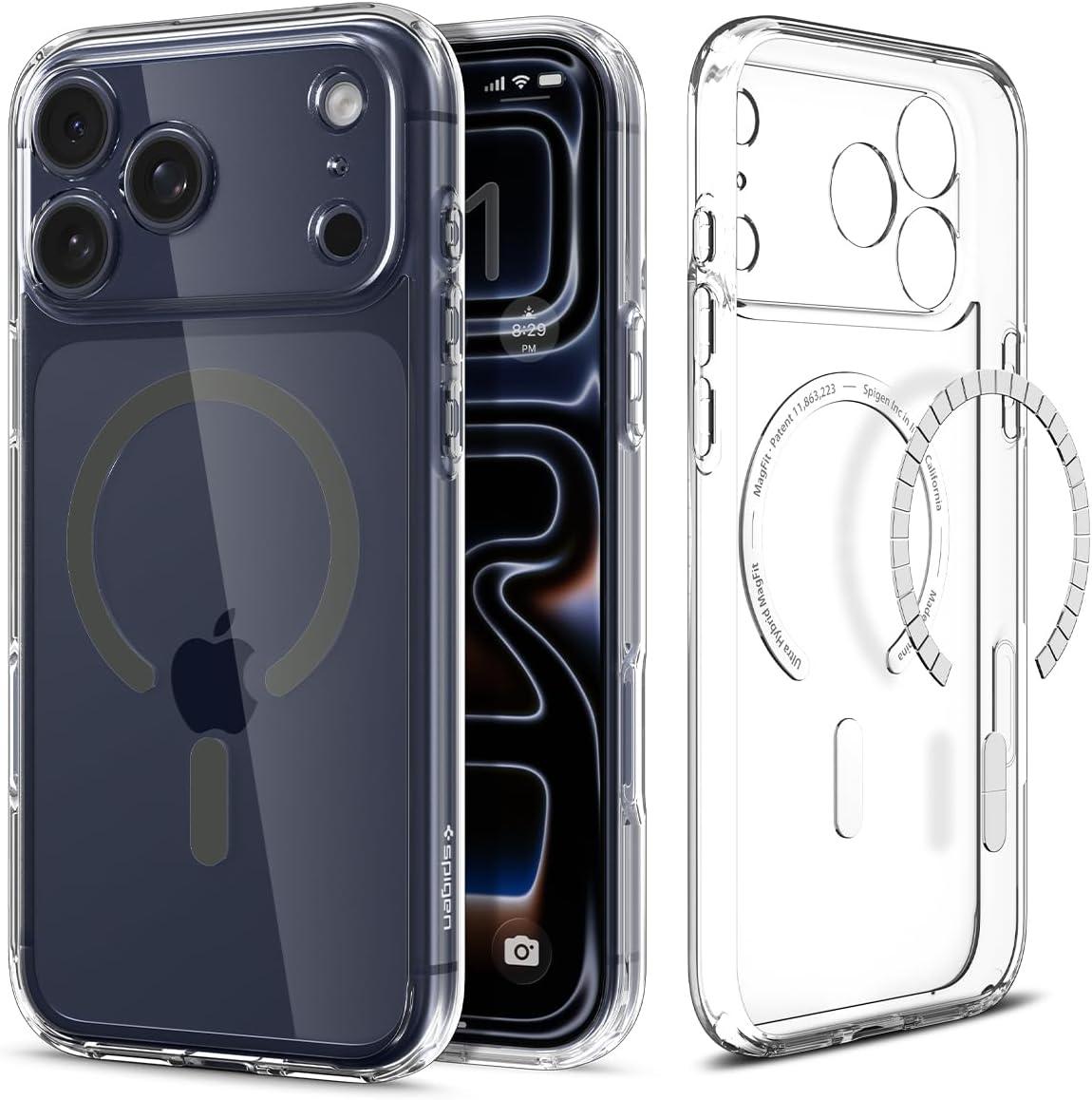 imageSpigen for iPhone 12 Pro Case amp for iPhone 12 Ultra Hybrid MagFit AntiYellowing Compatible with Magsafe ClearClear Graphite