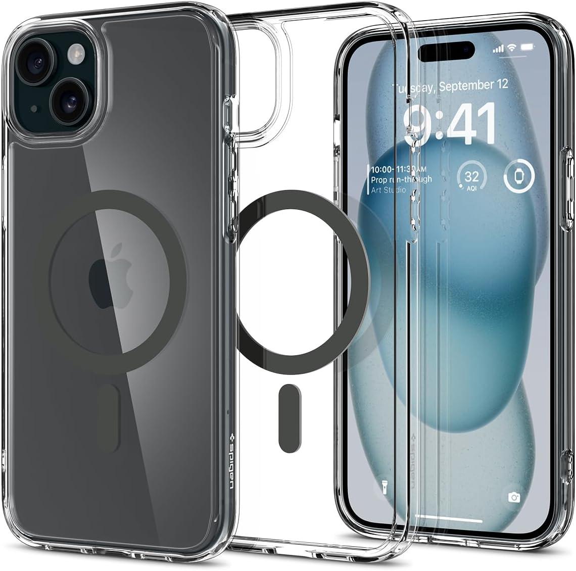 imageSpigen for iPhone 12 Pro Case amp for iPhone 12 Ultra Hybrid MagFit AntiYellowing Compatible with Magsafe ClearClear Graphite