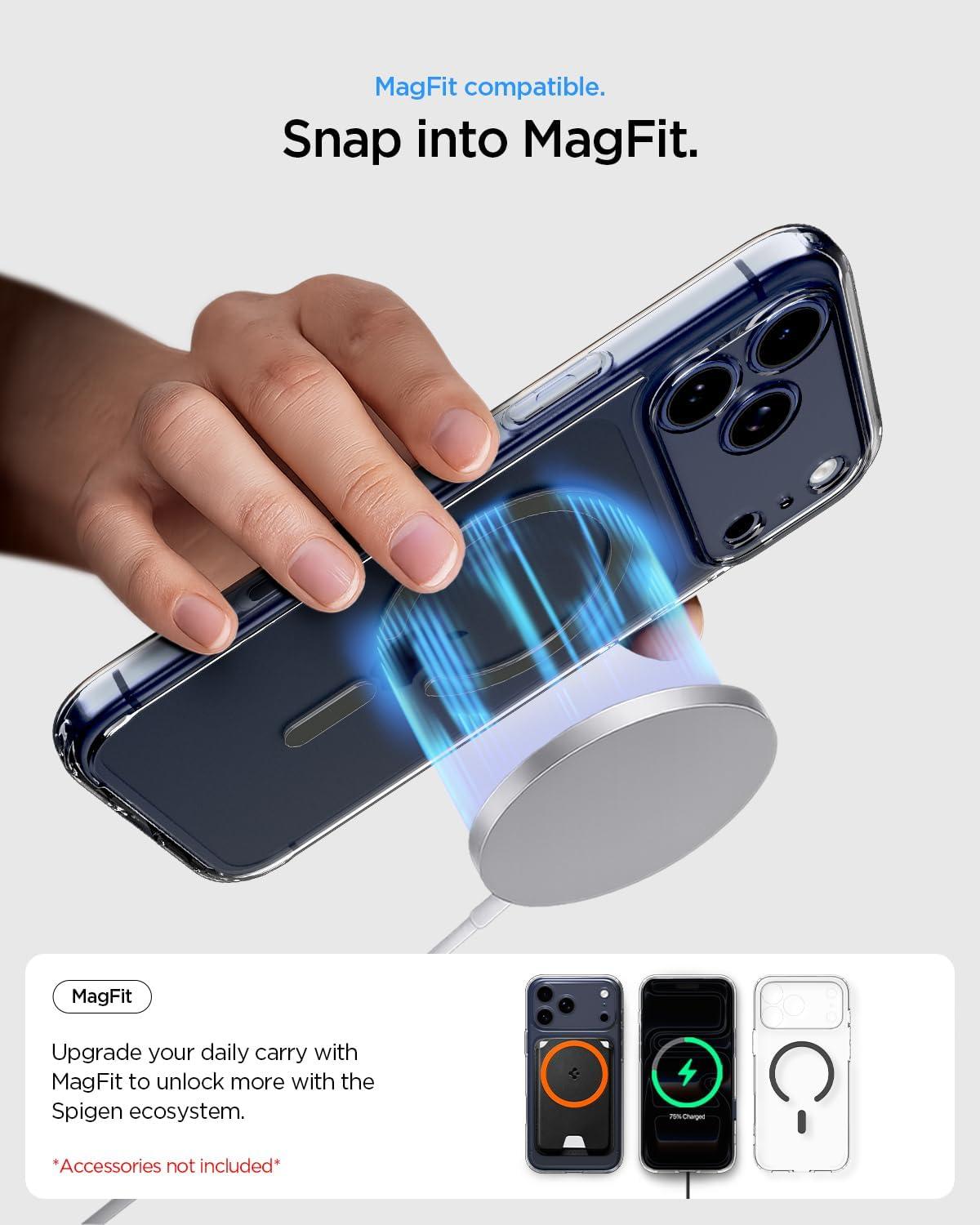 imageSpigen for iPhone 12 Pro Case amp for iPhone 12 Ultra Hybrid MagFit AntiYellowing Compatible with Magsafe ClearClear Graphite