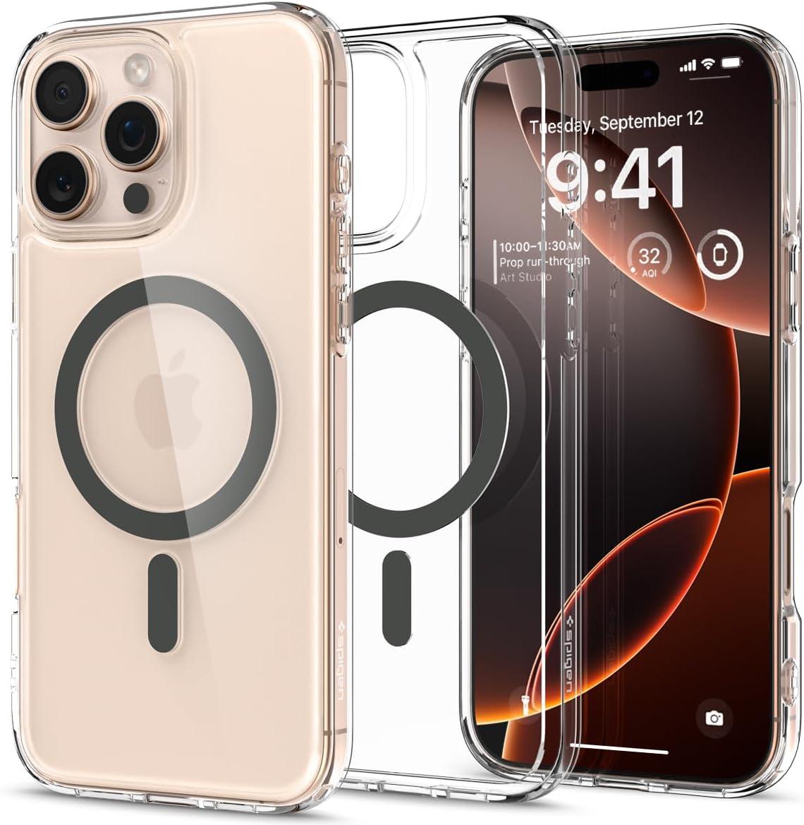 imageSpigen for iPhone 12 Pro Case amp for iPhone 12 Ultra Hybrid MagFit AntiYellowing Compatible with Magsafe ClearClear Graphite