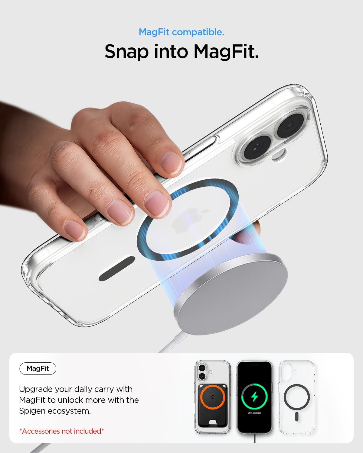 imageSpigen for iPhone 12 Pro Case amp for iPhone 12 Ultra Hybrid MagFit AntiYellowing Compatible with Magsafe ClearClear Graphite