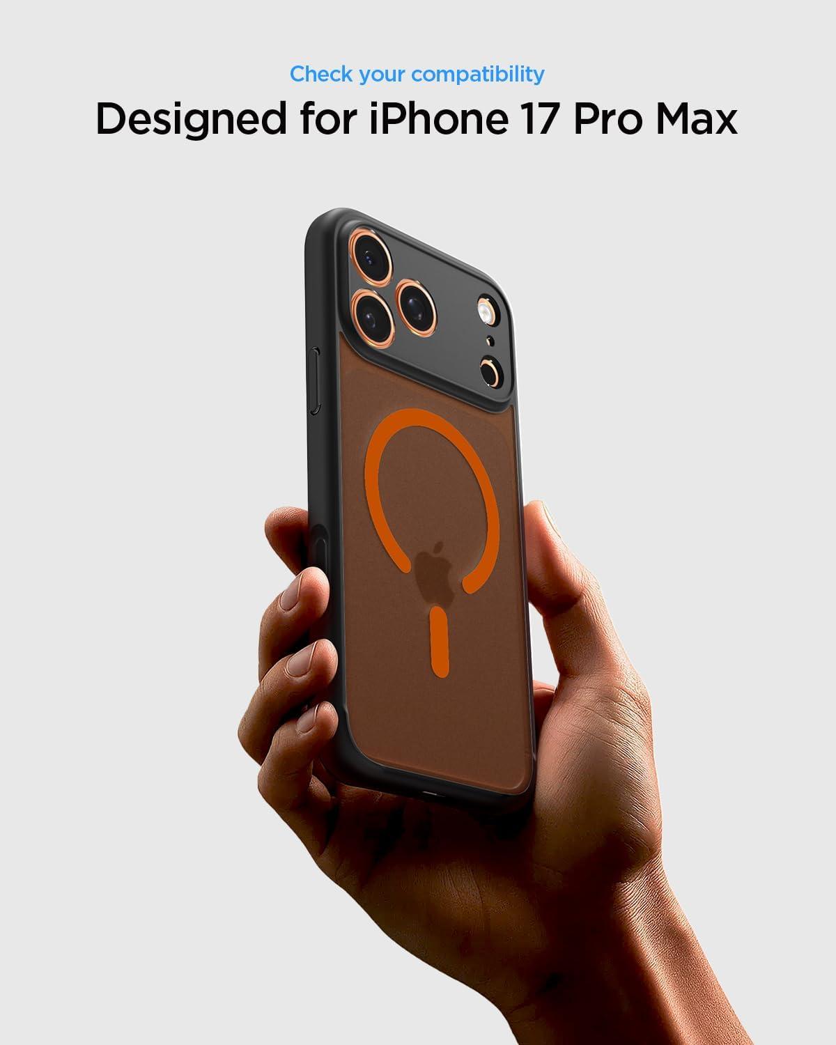 imageSpigen for iPhone 12 Pro Case amp for iPhone 12 Ultra Hybrid MagFit AntiYellowing Compatible with Magsafe ClearFrost Black Orange