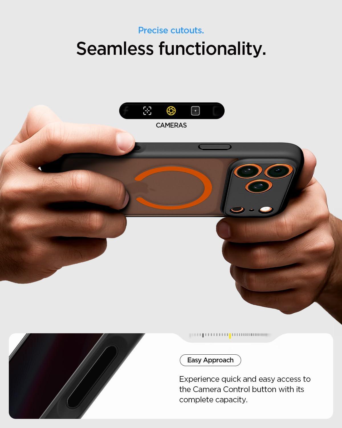 imageSpigen for iPhone 12 Pro Case amp for iPhone 12 Ultra Hybrid MagFit AntiYellowing Compatible with Magsafe ClearFrost Black Orange