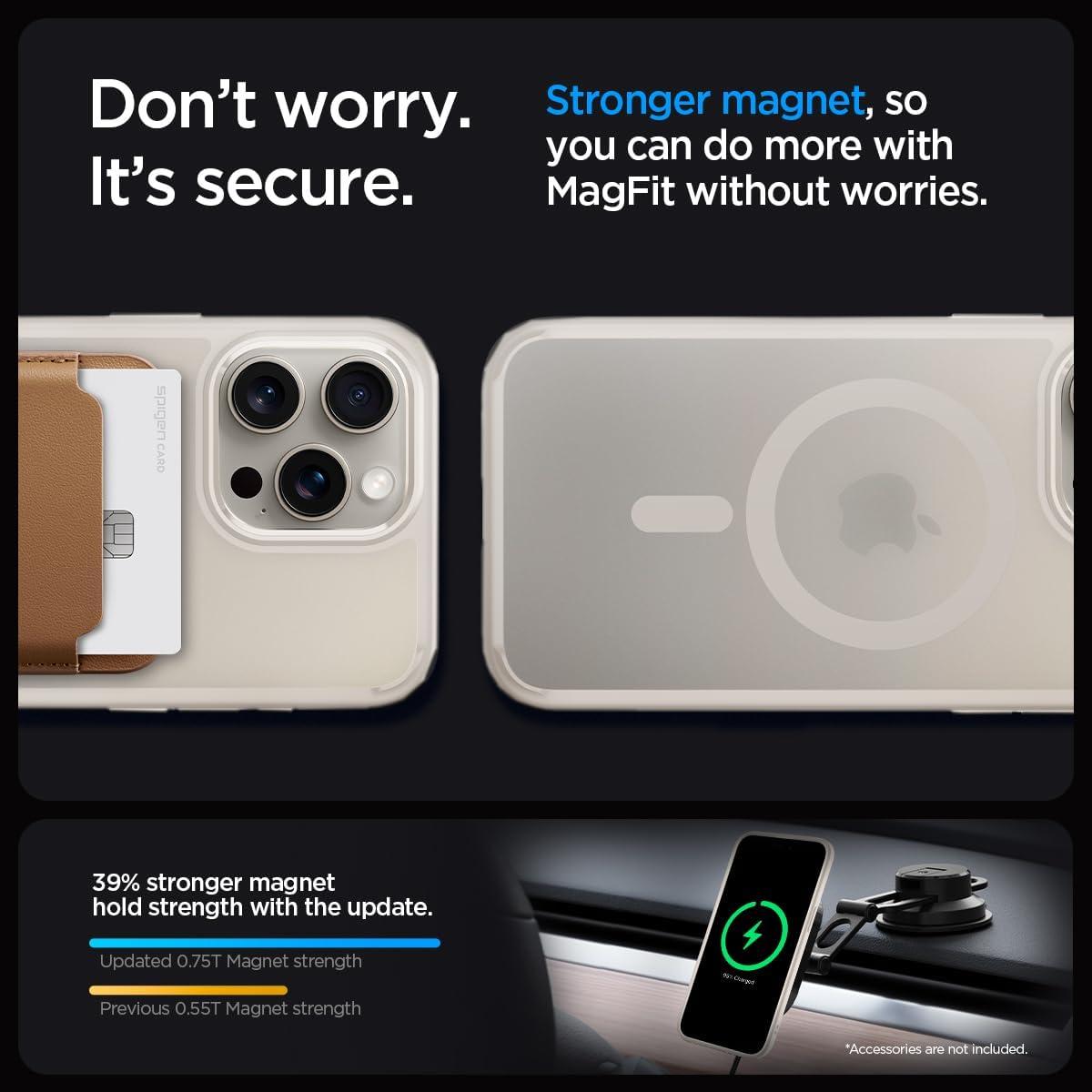 imageSpigen for iPhone 12 Pro Case amp for iPhone 12 Ultra Hybrid MagFit AntiYellowing Compatible with Magsafe ClearFrost Natural Titanium