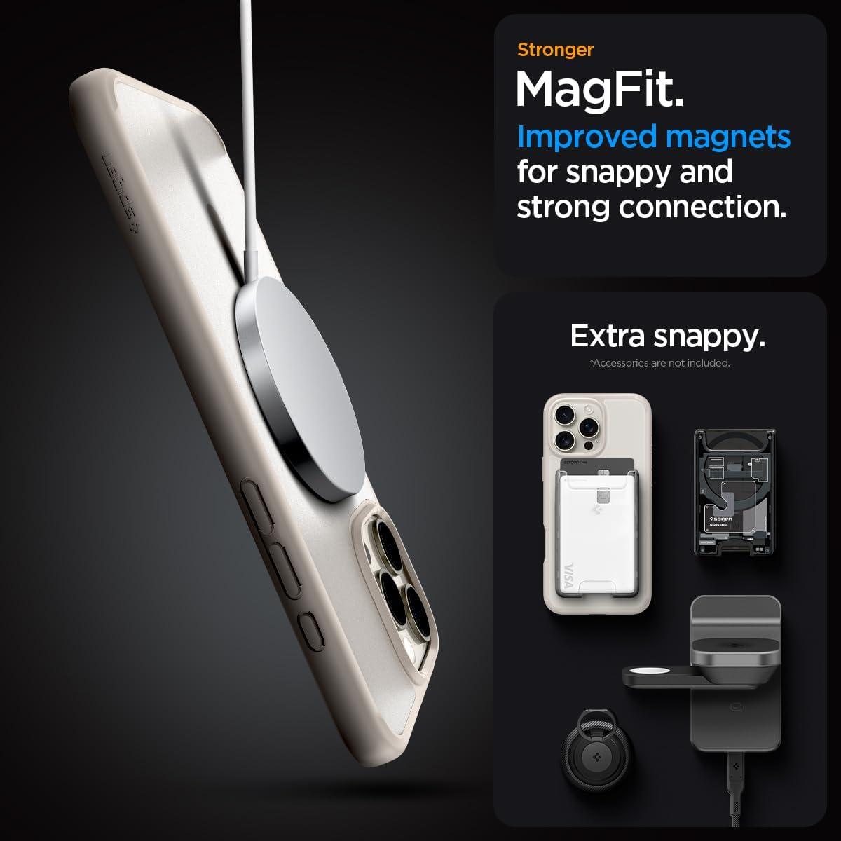 imageSpigen for iPhone 12 Pro Case amp for iPhone 12 Ultra Hybrid MagFit AntiYellowing Compatible with Magsafe ClearFrost Natural Titanium