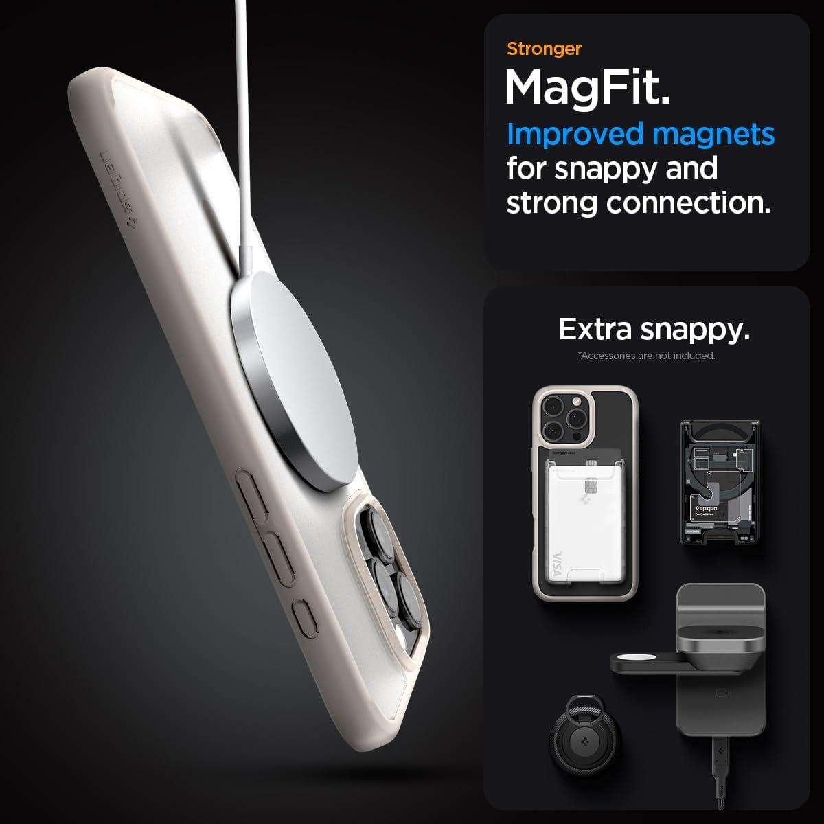 imageSpigen for iPhone 12 Pro Case amp for iPhone 12 Ultra Hybrid MagFit AntiYellowing Compatible with Magsafe ClearFrost Natural Titanium