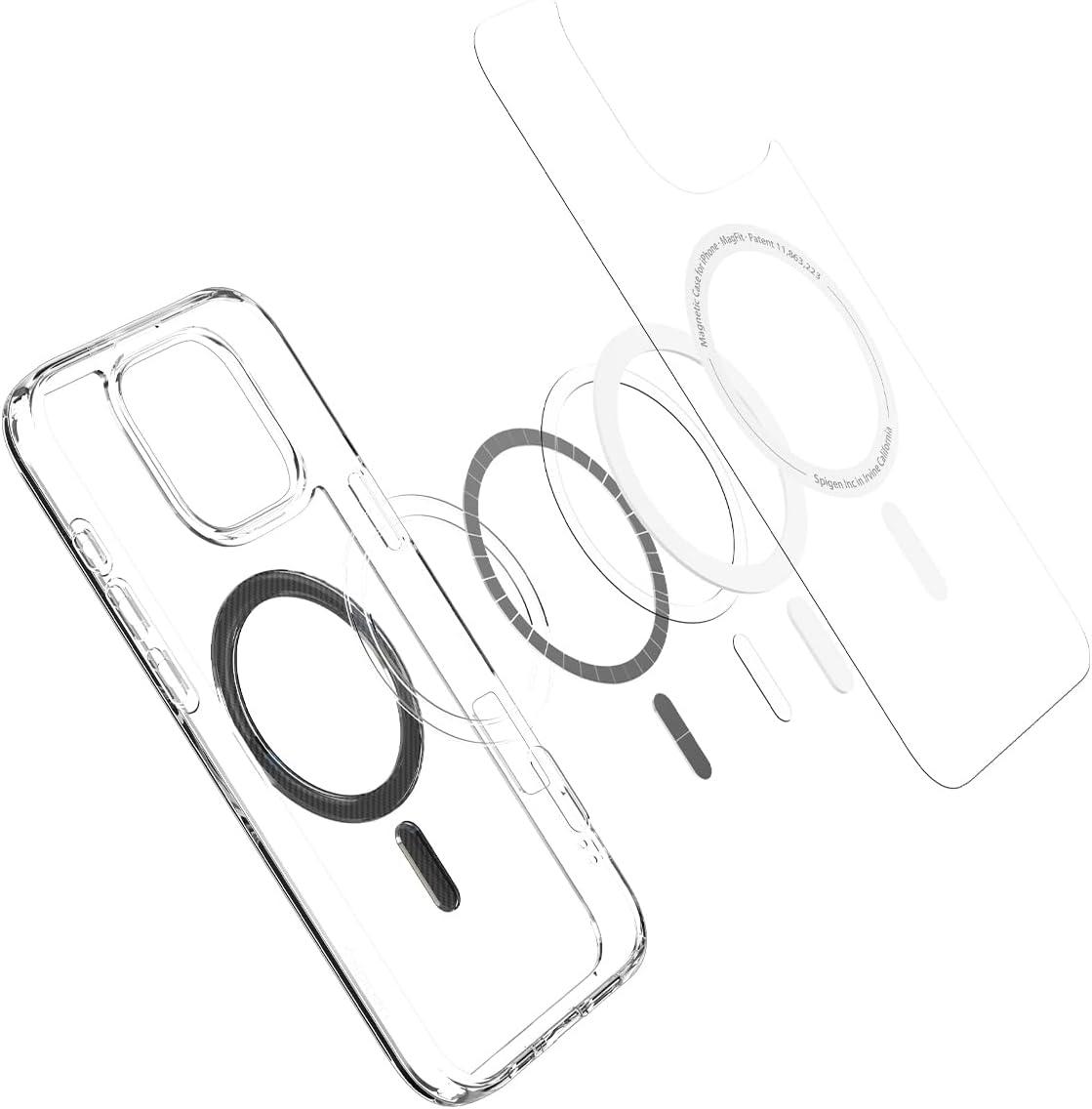 imageSpigen for iPhone 14 Case Ultra Hybrid MagFit AntiYellowing Compatible with Magsafe ClearCarbon Fiber