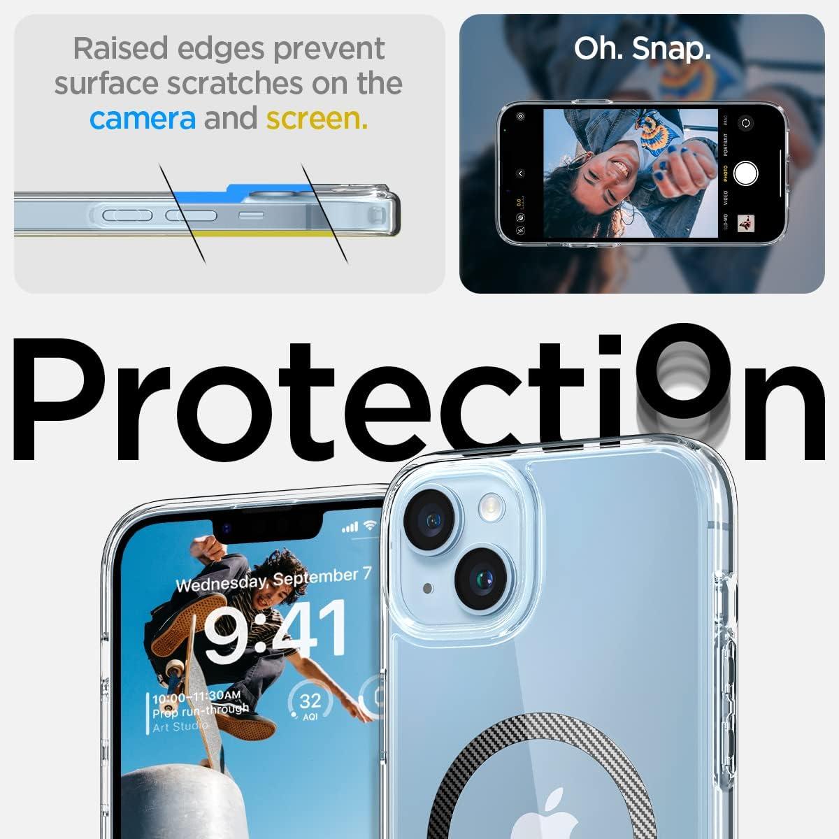 imageSpigen for iPhone 14 Case Ultra Hybrid MagFit AntiYellowing Compatible with Magsafe ClearCarbon Fiber