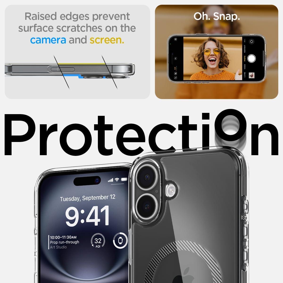 imageSpigen for iPhone 14 Case Ultra Hybrid MagFit AntiYellowing Compatible with Magsafe ClearCarbon Fiber