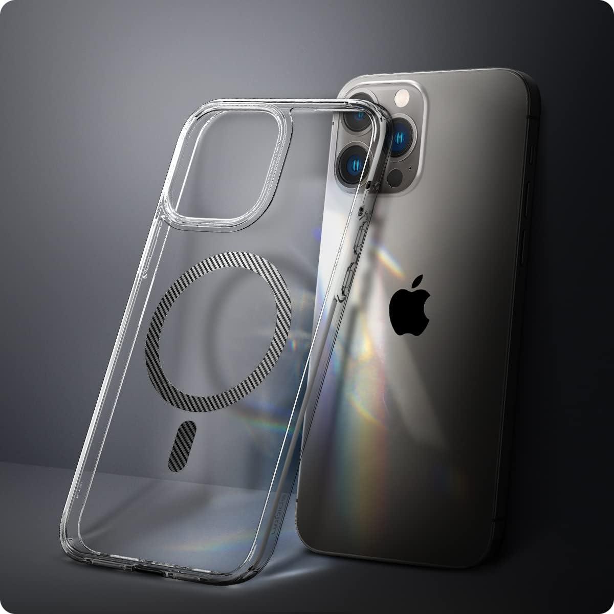 imageSpigen for iPhone 14 Case Ultra Hybrid MagFit AntiYellowing Compatible with Magsafe ClearCarbon Fiber