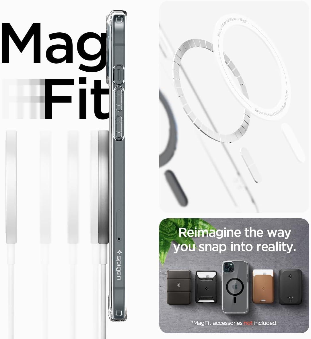 imageSpigen for iPhone 14 Case Ultra Hybrid MagFit AntiYellowing Compatible with Magsafe ClearCarbon Fiber