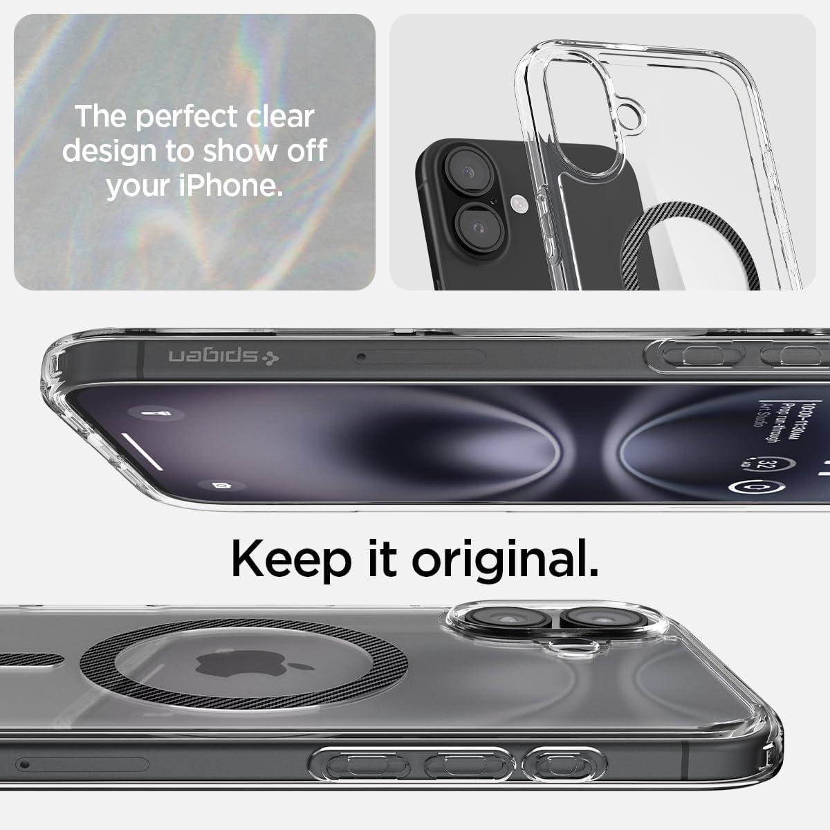 imageSpigen for iPhone 14 Case Ultra Hybrid MagFit AntiYellowing Compatible with Magsafe ClearCarbon Fiber