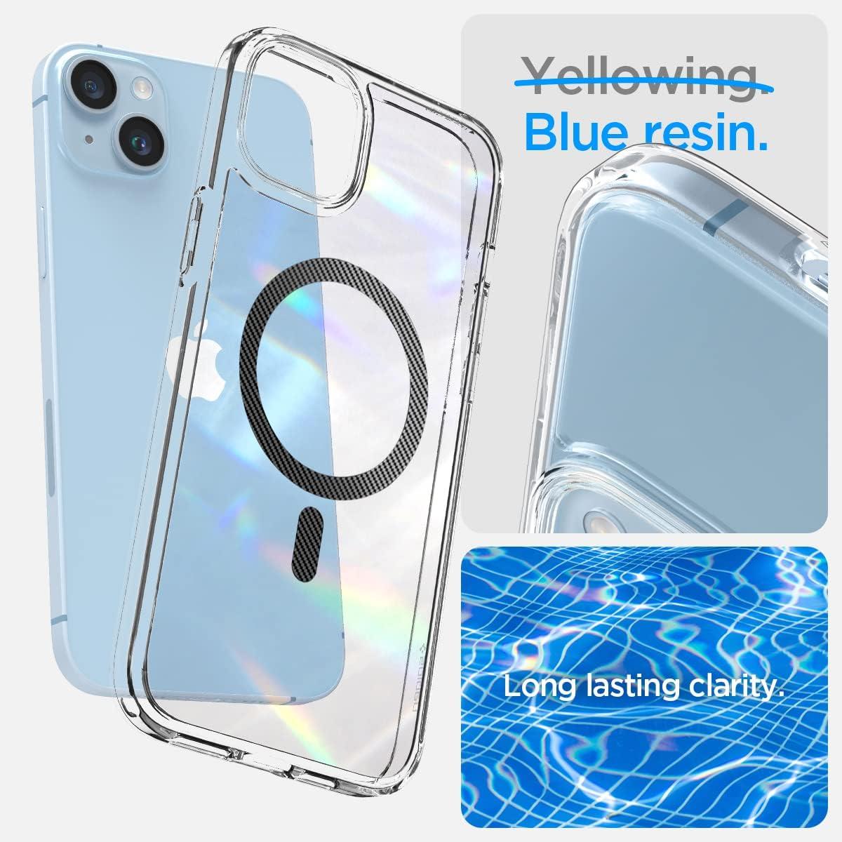 imageSpigen for iPhone 14 Case Ultra Hybrid MagFit AntiYellowing Compatible with Magsafe ClearCarbon Fiber
